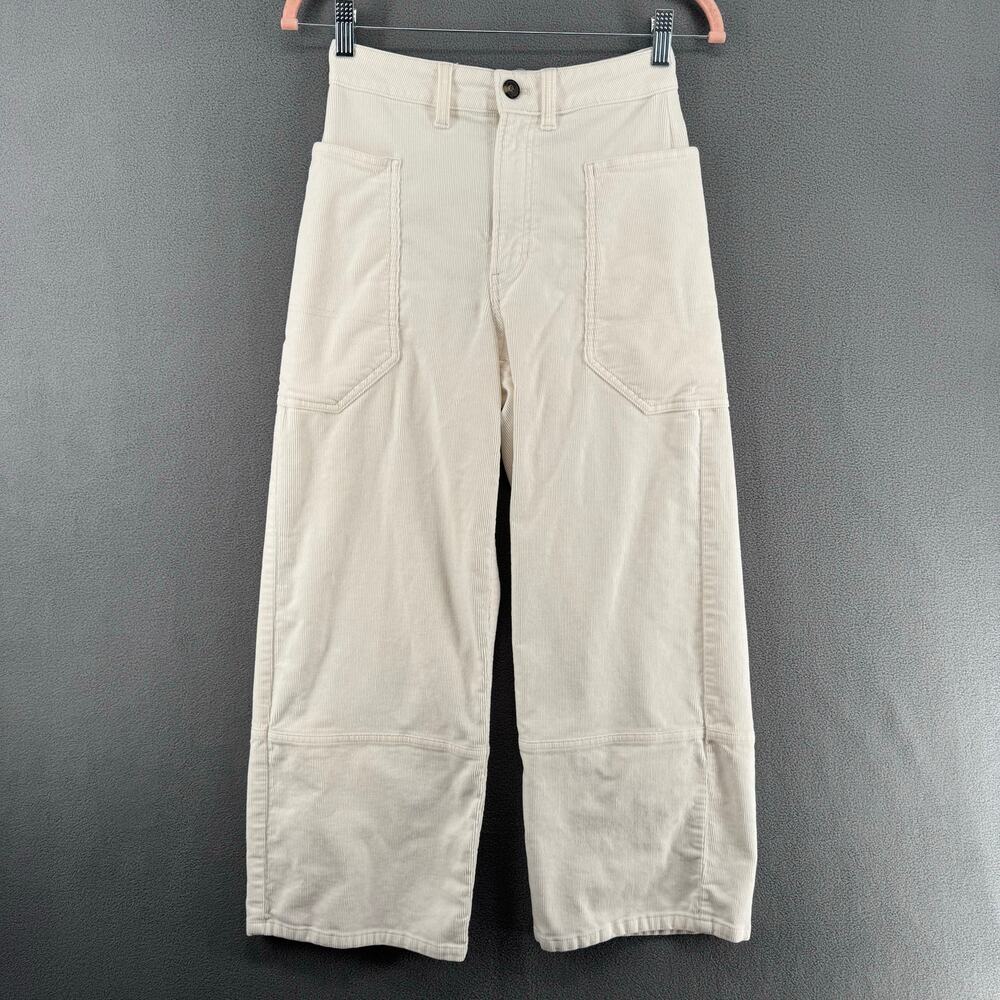 Everlane Way High Corduroy Gardener Cropped Pants Womens 00‎ Off White Cotton